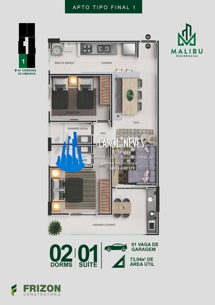 Apartamento à venda com 2 quartos, 70m² - Foto 7